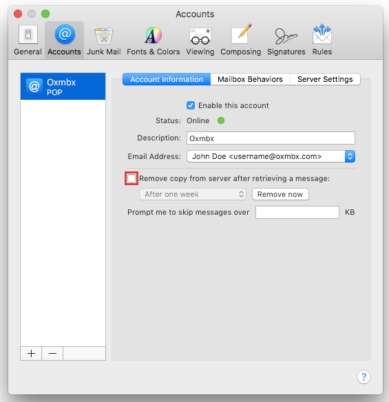 bellsouth.net email settings for mac mail